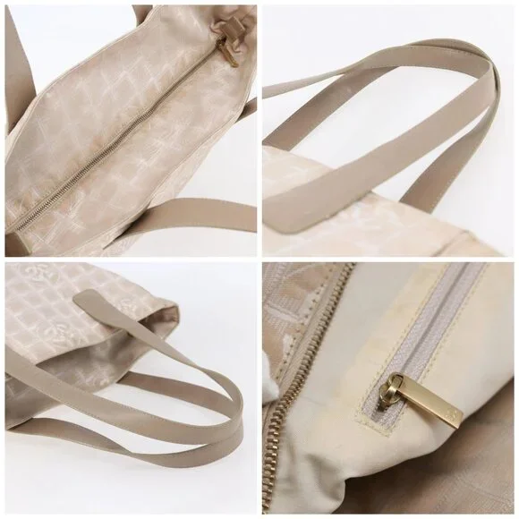 CHANEL New Travel Line Tote Bag Nylon Beige Gold CC Auth mr1594 - Picture 16 of 16